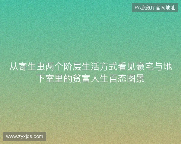 从寄生虫两个阶层生活方式看见豪宅与地下室里的贫富人生百态图景